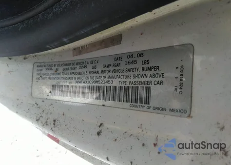 2008 Volkswagen New Beetle Black Tie Edition/Triple White из США, поврежденный, VIN 3VWFW31C98M521453